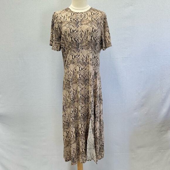 Free Press Clothing leopard print midi dress butterfly sleeve size XL 100% Rayon - Picture 1 of 15